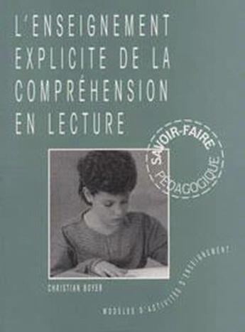 Couverture du livre « L'enseignement explicite de la compréhension » de Christian Boyer aux éditions Cheneliere Mcgraw-hill