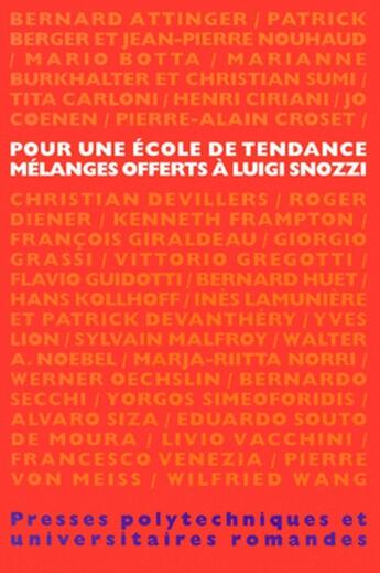 Couverture du livre « Pour Une Ecole De Tendanc » de Croset aux éditions Ppur