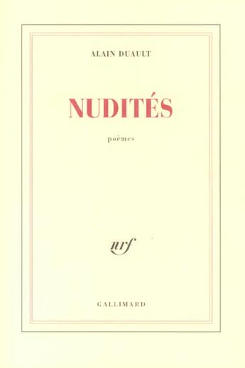 Couverture du livre « Nudités » de Alain Duault aux éditions Gallimard