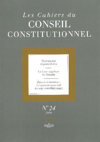 Couverture du livre « Les cahiers du conseil constitutionnel t.24 » de Conseil Constitution aux éditions Dalloz