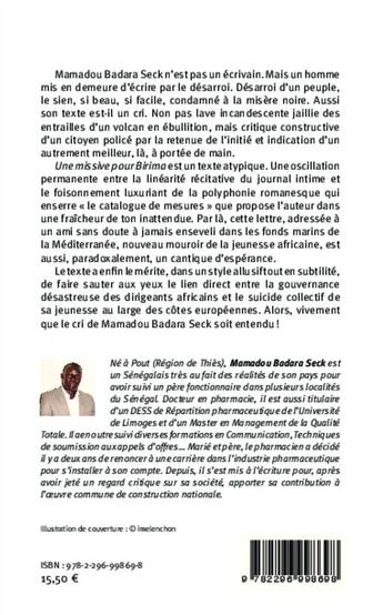 Couverture du livre « Missive pour Birima, pour que notre peuple se relève enfin » de Mamadou Badara Seck aux éditions L'harmattan