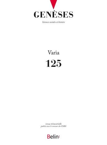 Couverture du livre « REVUE GENESES n.125 (édition 2021) » de Revue Geneses aux éditions Belin