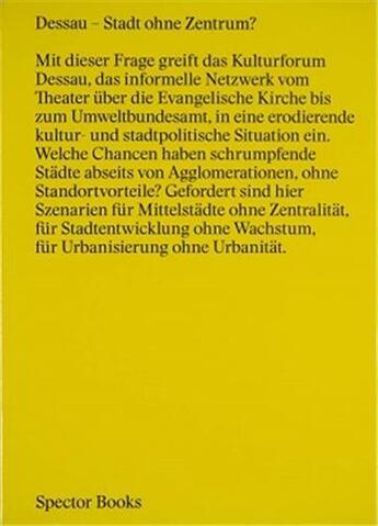 Couverture du livre « Kultur stadt politik /allemand » de  aux éditions Spector Books