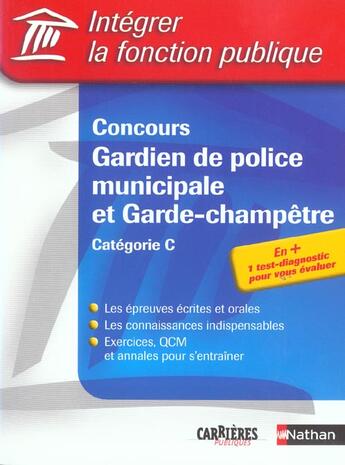 Couverture du livre « Conc gard police municipale (édition 2003) » de Valtat/Bon aux éditions Nathan