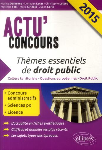 Couverture du livre « Actu'concours ; questions essentielles de droit aux concours » de  aux éditions Ellipses