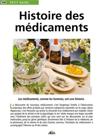 Couverture du livre « Histoire des médicaments » de  aux éditions Aedis