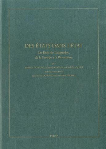 Couverture du livre « Des etats dans l etat » de Donnadieu Jean-Pierr aux éditions Droz