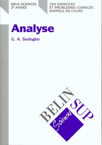 Couverture du livre « Analyse ; deug sciences ; 2e année » de G. A. Sedogbo aux éditions Belin