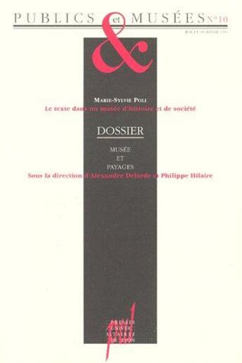 Couverture du livre « Publics et musées t.10 ; musée et payage » de  aux éditions Pu De Lyon