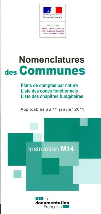 Couverture du livre « Nomenclature des communes ; instruction M14 » de  aux éditions Documentation Francaise