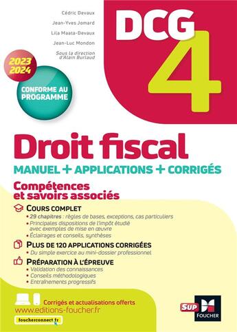 Couverture du livre « Dcg 4 - droit fiscal - manuel et applications - millesime 2023-2024 » de Jomard/Mondon/Devaux aux éditions Foucher