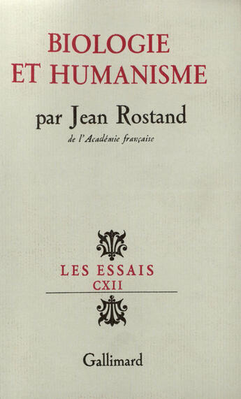 Couverture du livre « Biologie Et Humanisme » de Jean Rostand aux éditions Gallimard