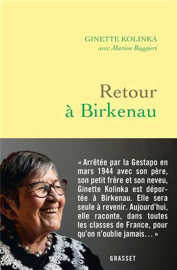 Couverture du livre « Retour à Birkenau » de Marion Ruggieri et Ginette Kolinka aux éditions Grasset Et Fasquelle