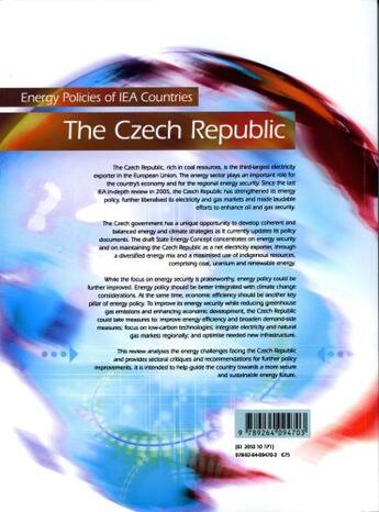 Couverture du livre « Energy policies of IEA countries ; the Czech Republic » de  aux éditions Ocde