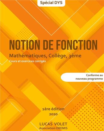 Couverture du livre « Notion de fonction - mathematiques, college, 3eme » de Volet Lucas aux éditions Books On Demand