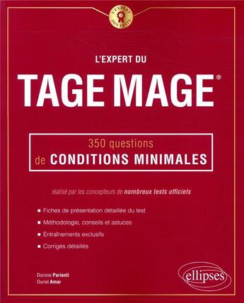 Couverture du livre « L'expert du tage mage ; 350 questions de conditions minimales » de Dorone Parienti aux éditions Ellipses