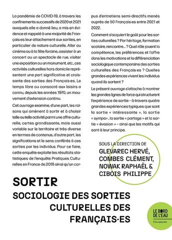 Couverture du livre « Sortir. Sociologie des sorties culturelles des Français.es DS » de Herve Glevarec et Philippe Cibois et Clement Combes et Raphael Nowak aux éditions Bord De L'eau