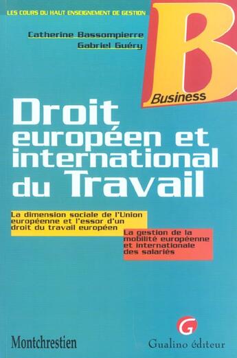 Couverture du livre « Droit europeen et international du travail » de Bassompierre C. G G. aux éditions Gualino