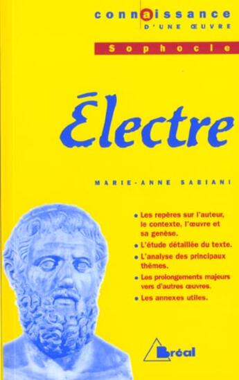 Couverture du livre « Electre, de Sophocle » de Sabiani aux éditions Breal