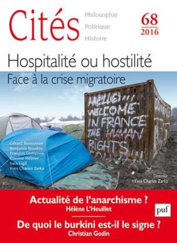 Couverture du livre « REVUE CITES t.68 ; Hospitalité, hostilité ; face à la crise migratoire » de Revue Cites aux éditions Puf