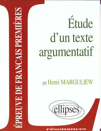 Couverture du livre « Reson.texte argumentatif » de Marguliew aux éditions Ellipses Marketing
