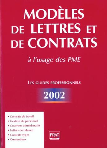 Couverture du livre « Modeles de lettres et de contrats pour les pme » de Emmanuelle Vallas et Sylvie Lacroux aux éditions Prat