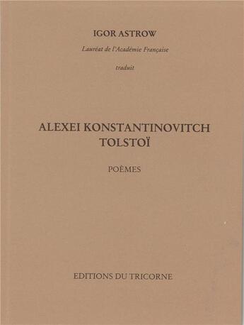 Couverture du livre « Poèmes » de Leon Tolstoi et Alexei Konstanstinovitch aux éditions Tricorne