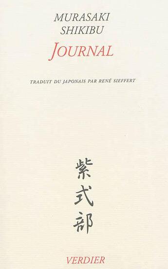 Couverture du livre « Journal » de Murasaki Shikibu aux éditions Verdier