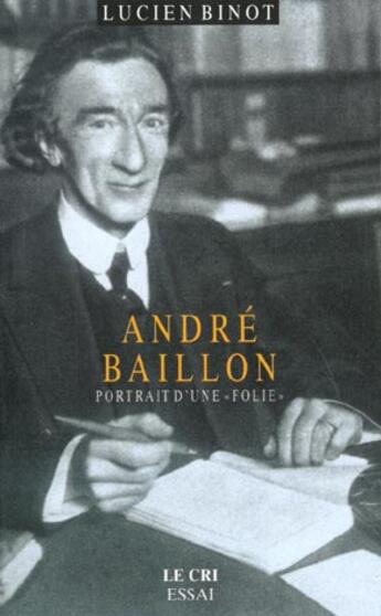Couverture du livre « André Baillon ; portrait d'une 