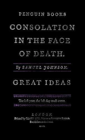 Couverture du livre « Consolation In The Face Of Death » de Johnson/Samuel aux éditions Adult Pbs