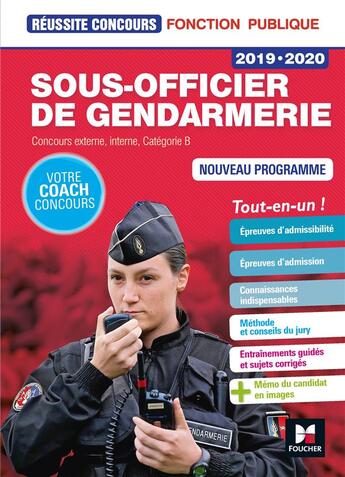 Couverture du livre « Réussite concours ; sous-officier de gendarmerie (édition 2019/2020) » de Valerie Beal et Philippe Alban et Veronique Saunier aux éditions Foucher