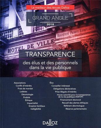 Couverture du livre « Transparence de la vie politique » de  aux éditions Dalloz