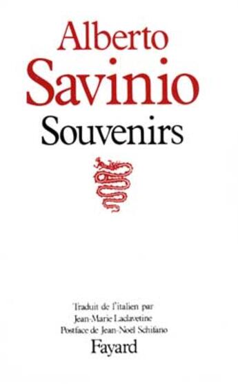 Couverture du livre « Souvenirs » de Savinio-A aux éditions Fayard