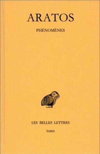 Couverture du livre « Phénomènes Tome 1 et Tome 2 » de Aratos aux éditions Belles Lettres