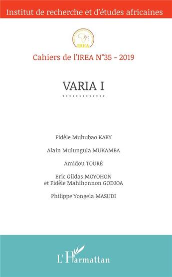 Couverture du livre « Varia i - vol35 » de  aux éditions L'harmattan