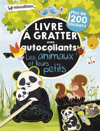 Couverture du livre « Mon livre d'autocollants a gratter - les animaux et leurs petits » de Eva Schindler aux éditions Mineditions