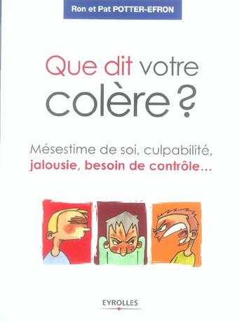 Couverture du livre « Que dit votre colere ? mesestime de soi, culpabilite, jalousie, besoin de contro - mesestime de soi, » de Potter-Efron aux éditions Organisation