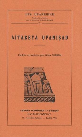 Couverture du livre « Aitareya upanishad » de Lilian Silburn aux éditions Jean Maisonneuve
