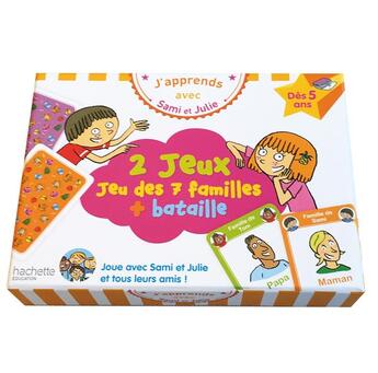 Couverture du livre « J'apprends avec sami et julie : jeu des 7 familles + bataille » de Therese Bonte aux éditions Hachette Education