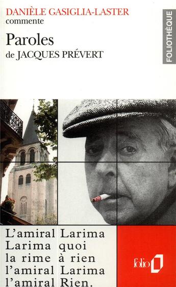 Couverture du livre « Paroles de jacques prevert (essai et dossier) » de Gasiglia-Laster D. aux éditions Folio