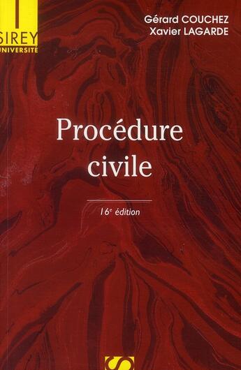 Couverture du livre « Procédure civile (16e édition) » de Gerard Couchez et Xavier Lagarde aux éditions Sirey