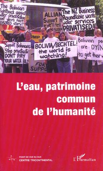 Couverture du livre « L'EAU, PATRIMOINE COMMUN DE L'HUMANITÉ » de  aux éditions L'harmattan