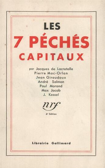 Couverture du livre « Les sept peches capitaux » de Collectifs Gallimard aux éditions Gallimard