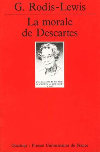 Couverture du livre « La morale de descartes » de Rodis-Lewis G. aux éditions Puf