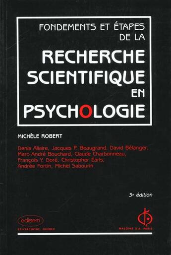 Couverture du livre « Recherche scientifique en psychologie » de Robert M. aux éditions Edisem