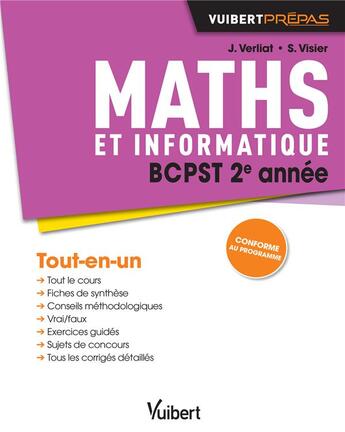 Couverture du livre « Mathématiques ; BCPST 2e année ; tout-en-un » de Jerome Verliat et Stella Visier aux éditions Vuibert