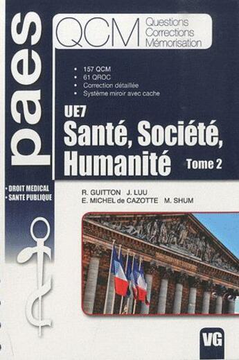 Couverture du livre « QCM PAES santé, société, humanité t.2 » de R. Guitton aux éditions Vernazobres Grego