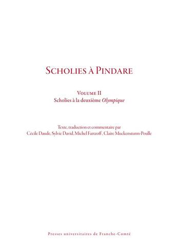 Couverture du livre « Scholies a pindare - t02 - scholies a la deuxieme 