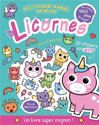 Couverture du livre « Mes stickers kawaii en relief - licornes » de  aux éditions 1 2 3 Soleil