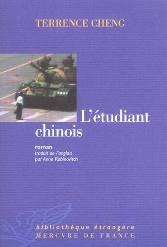 Couverture du livre « L'etudiant chinois » de Terrence Cheng aux éditions Mercure De France